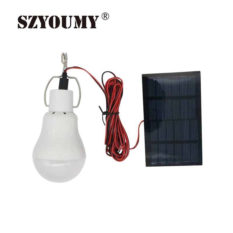 

SZYOUMY 0.8W/5V 150 Lumens Portable Solar Power LED Bulb Lamp Solar Panel Applicable Outdoor Camp Tent Fishing Lamp Garden Light