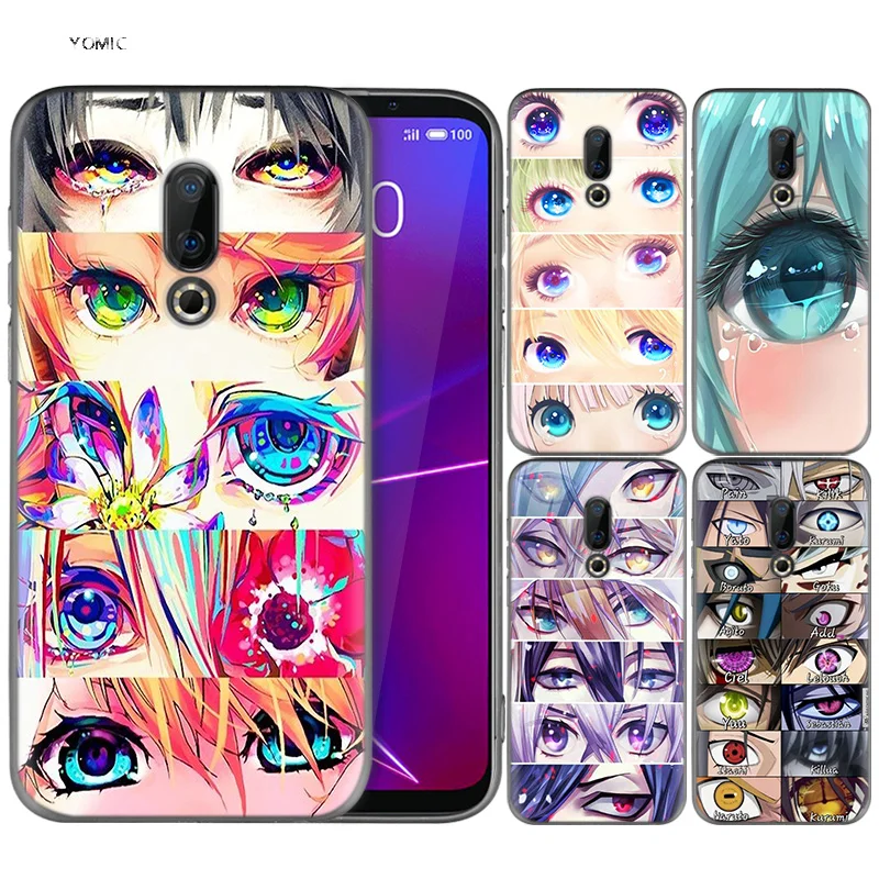 

Silicone Case for Meizu 16 16th M6T Black Dark Coque Shell Cell Phone Tpu Cover Dull Polish Awesome anime eyes Naruto Goku