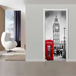 3D лондонская улица DIY двери наклейки ПВХ клей обои наклейки для домашнего декора водоотталкивающие обои для гостиной спальни украшения