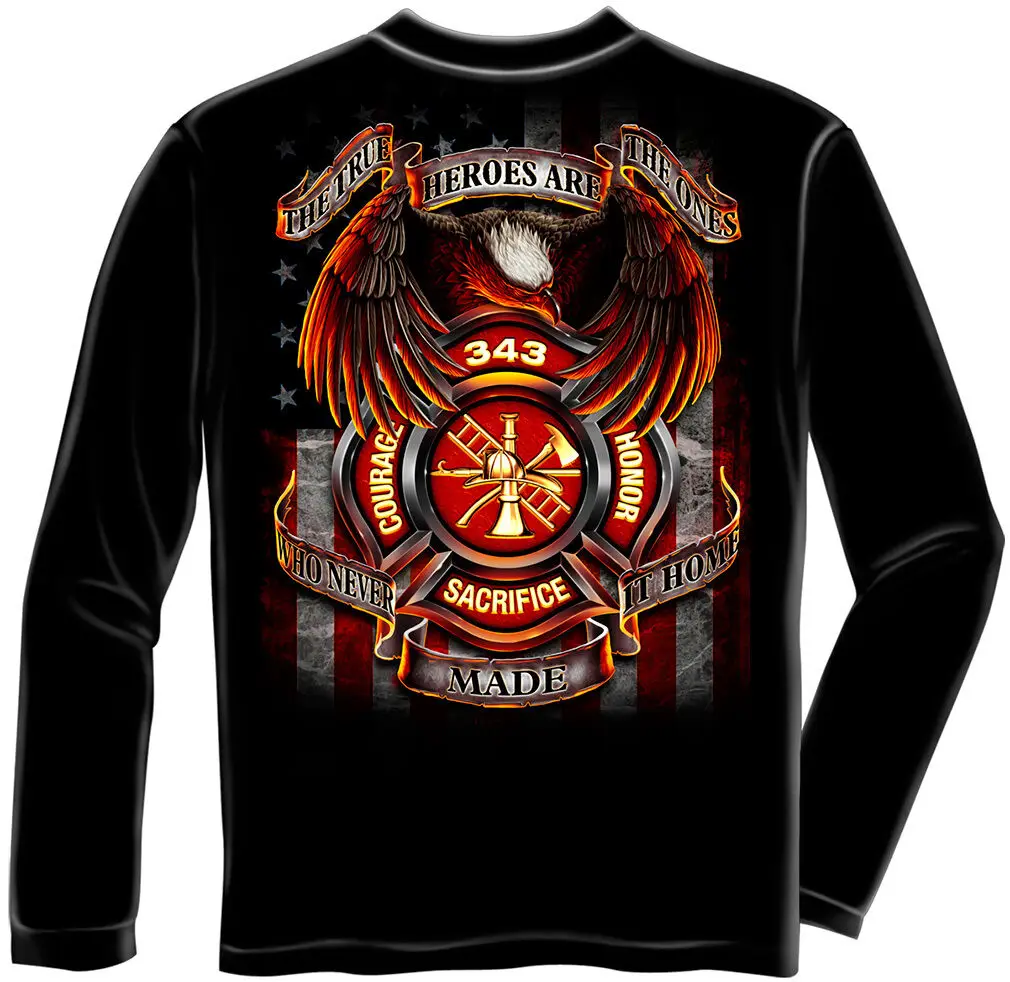 

New FIREFIGHTER LONG SLEEVE T-SHIRT - TRUE HEROES EAGLE