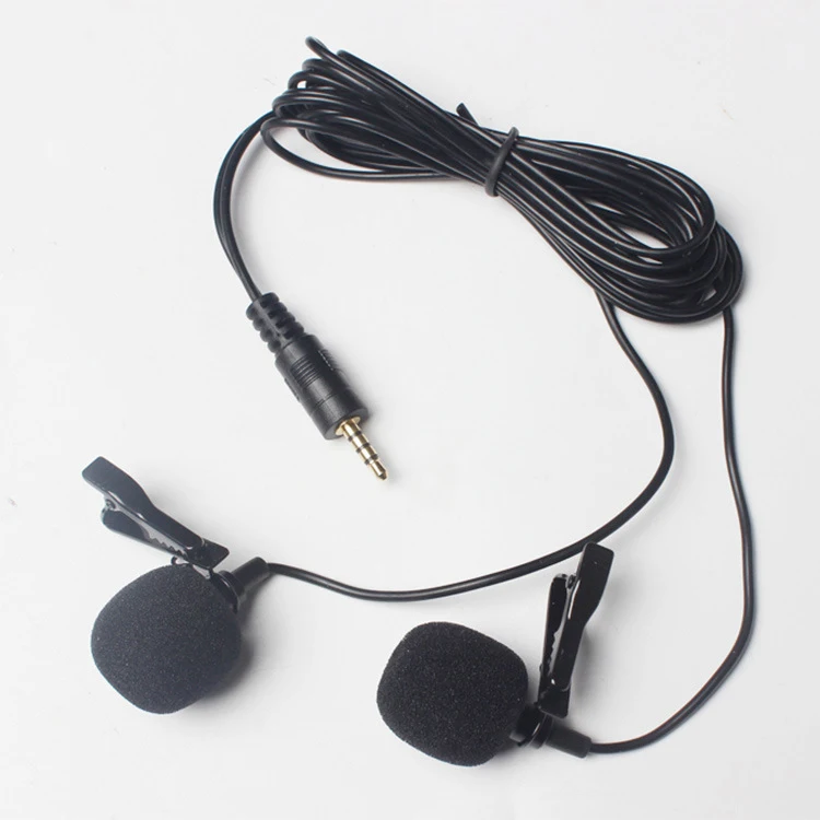 

1.5m Long Universal Portable 3.5mm Mini Headset Microphone Double Lapel Lavalier Clip Microphone for Lecture Teaching Studio Mic