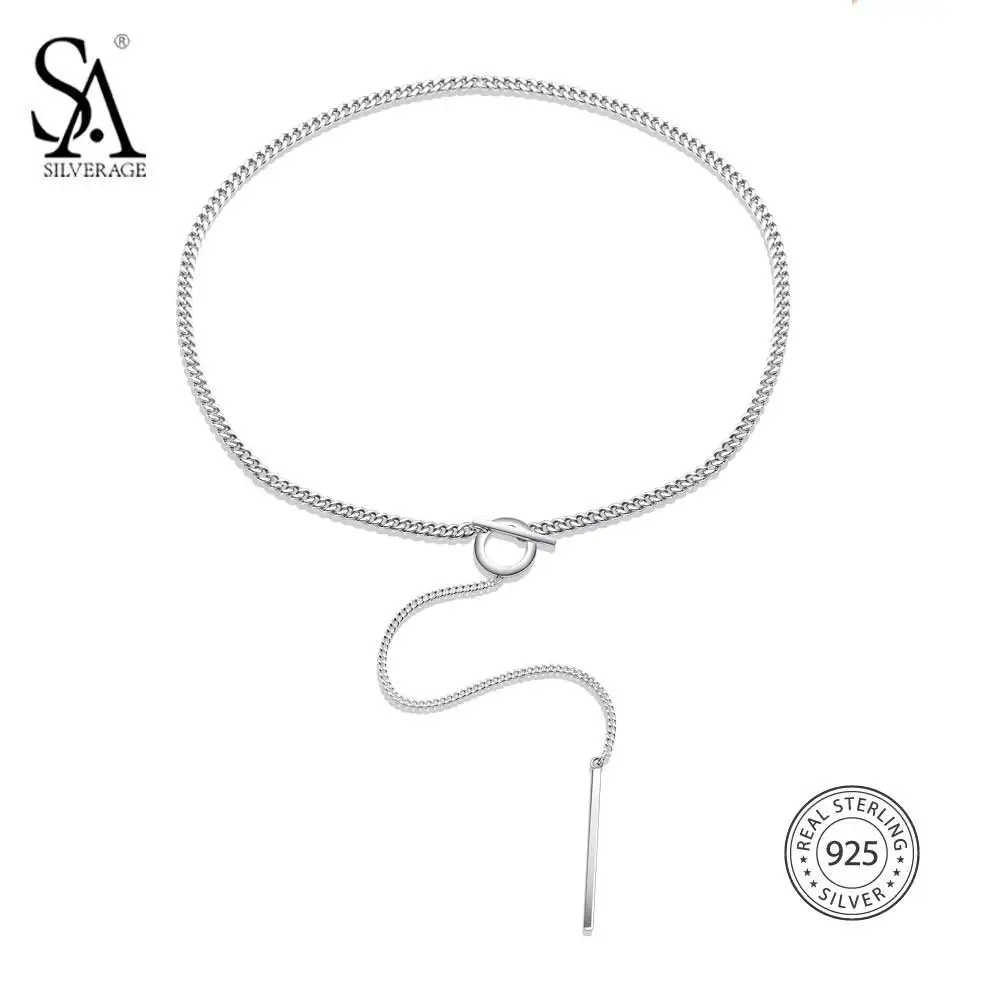 

SA SILVERAGE 925 Sterling Silver Necklaces Pendants for Women Fine Jewelry 925 Silver Pendant Long Necklace