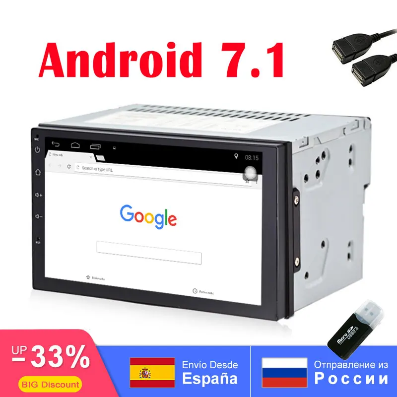

NEW 7" 2Din Android 7.1.1 Quad Core Car Radio DVD Multimedia Player GPS Navigation 1024x600 Bluetooth wifi AM FM SWC Support dab