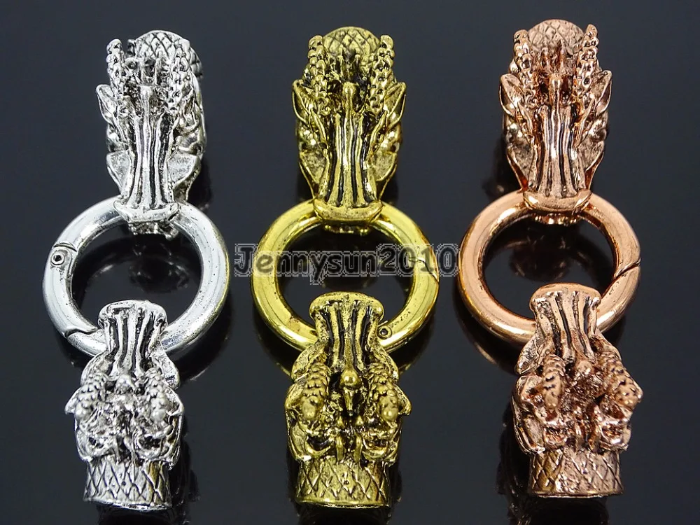

Bracelet Necklace Cord End Clasp Solid Metal Dragon Head Gold Silver Rose Gold 50Pcs/Pack