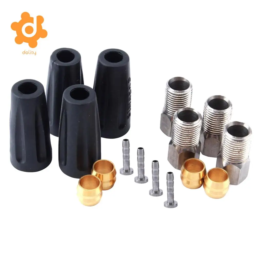16Pcs MTB Road Bike BH90 Hydraulic Disc Brake Hose Oil Tube Fittings Olive/Bushing Connector Inserts/Needles Screws Caps/Sleeves