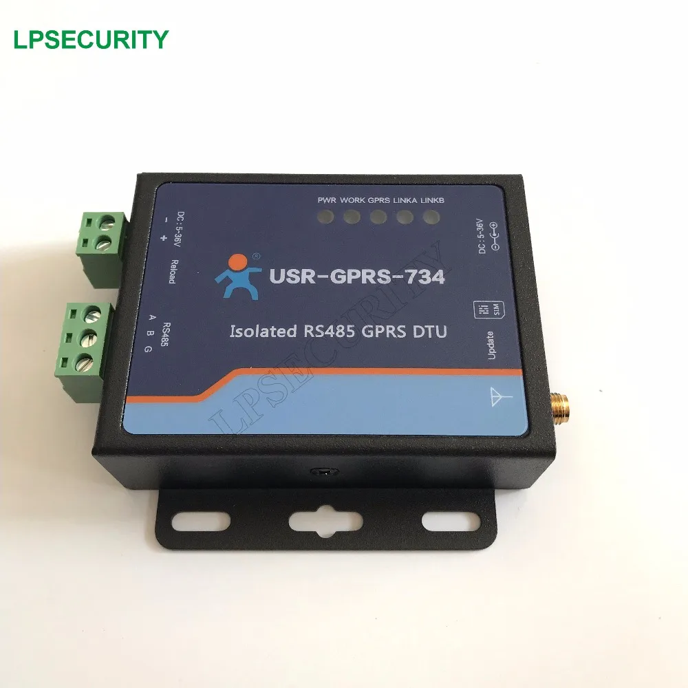 5-36 в USR-GPRS-734 изолированный RS485 к GPRS DTU, последовательный RS485 к GSM GPRS модем, поддержка 2 гнезда, Поддержка TCP и UDP