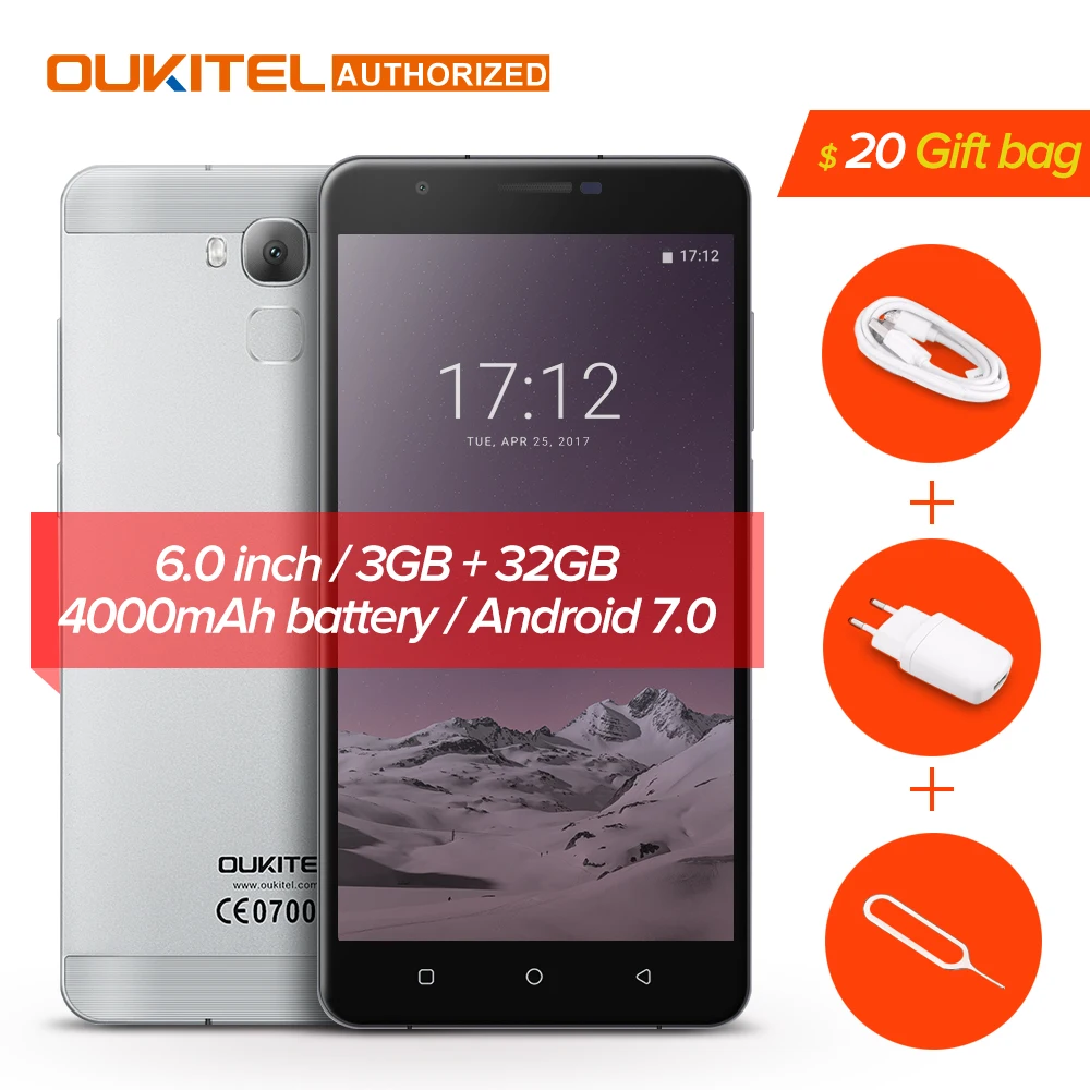 

Refurbished Oukitel U16 Max 4G Smartphone Android 7.0 MTK6753 Octa Core 32G ROM 3G RAM 6.0'' Touch ID 4000mAh Mobile Phone