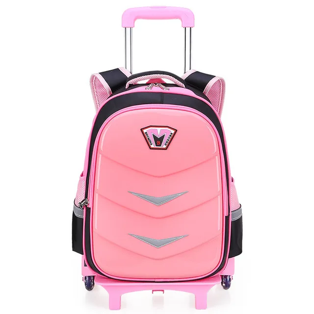 Детские школьные сумки для девочек и мальчиков, рюкзаки на колесиках, детские дорожные сумки на колесиках, съемный рюкзак, детский школьный рюкзак - Цвет: pink-6 wheels