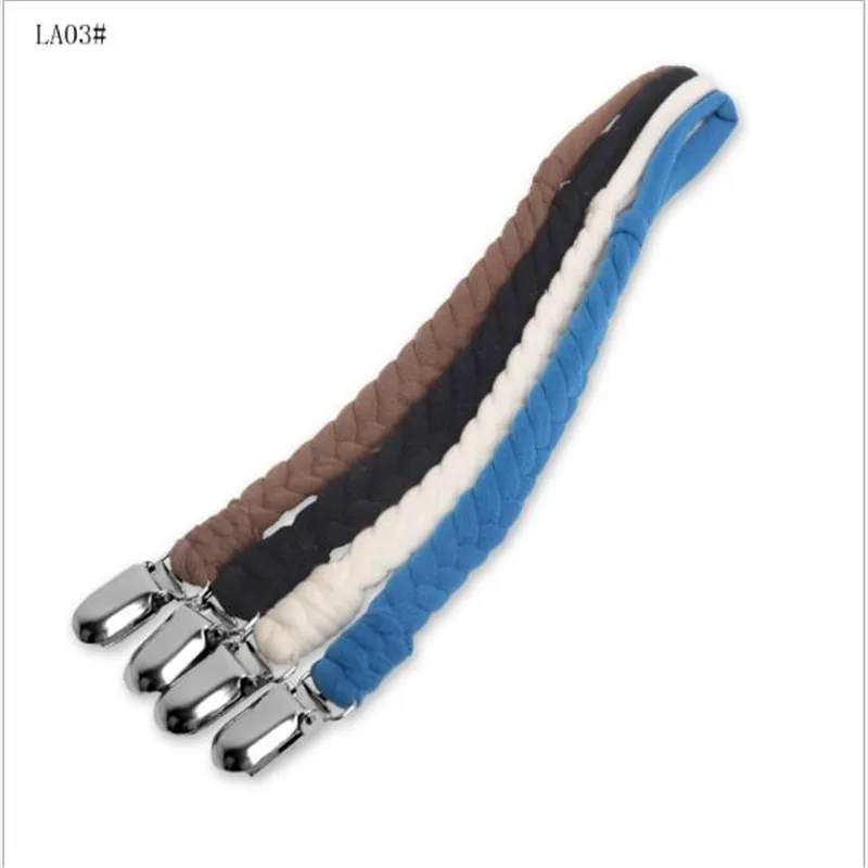 Baby Leather Pacifier Clips Chain Pacifier Holder Braided Clip Colorful Ribbon Convenient For Infant Baby Kids Feeding 26cm