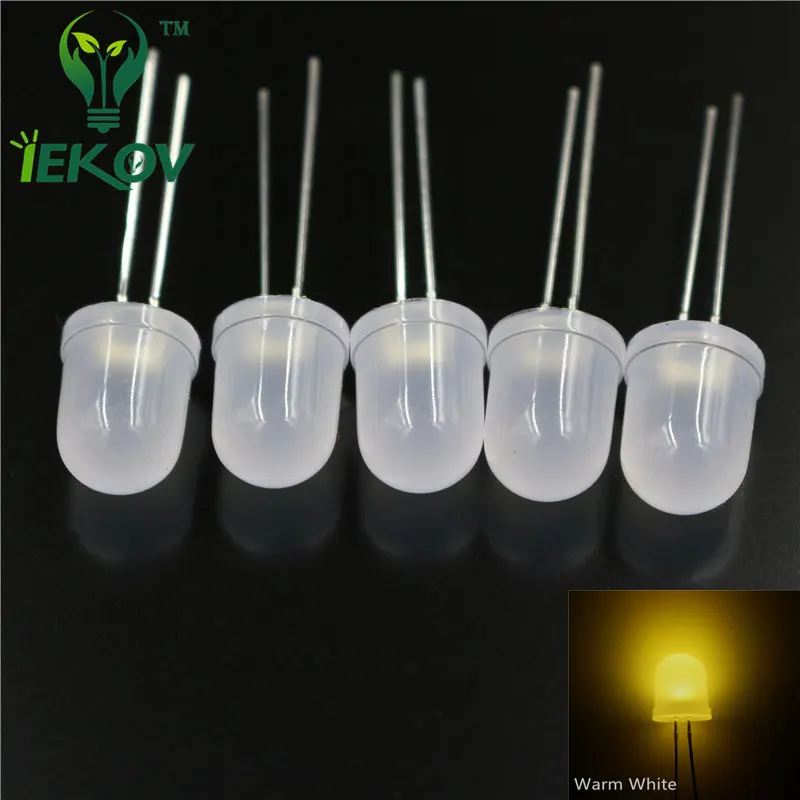 

100 PCS Led 10mm Diffused LED DIODE Warm white 10MM Roundtop Emitting Diodes Ultra Bright LED Lamp Light Bulb Electronic