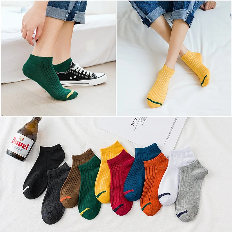 Осенние женские хлопчатобумажные носки короткие имитация стандартная ткань дезодорант впитывающие пот теплые корейские студенческие