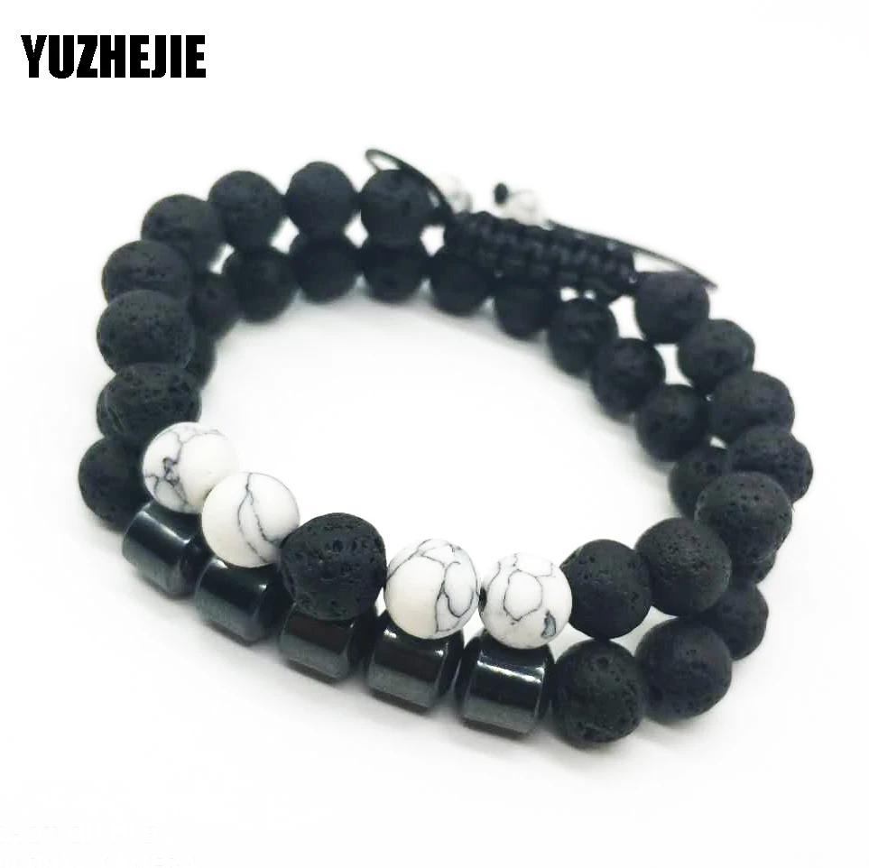 Lava Stone Bead регулируемый браслет для мужчин 8 мм тибетский Будда мала Йога