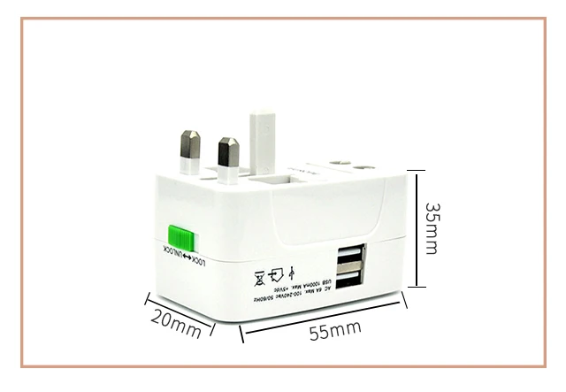 New 2USB Charging Port  Universal Worldwide Convenient Travel Wall Charger Power UK AU US EU Plug Adapter Adapter free shipping (4)