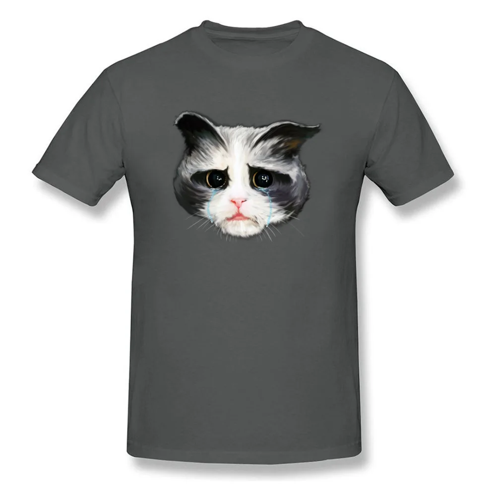 New Design Man T Shirts Sad Cat Casual Tops & Tees 100% Cotton Short Sleeve Fashionable Sweatshirts Round Collar Sad Cat carbon