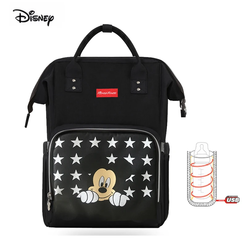 

Disney Mommy Bag Star Wave Point Waterproof Multifunction Mother Baby Backpack Black Grey Wholesale Diaper Backpack For Nappies