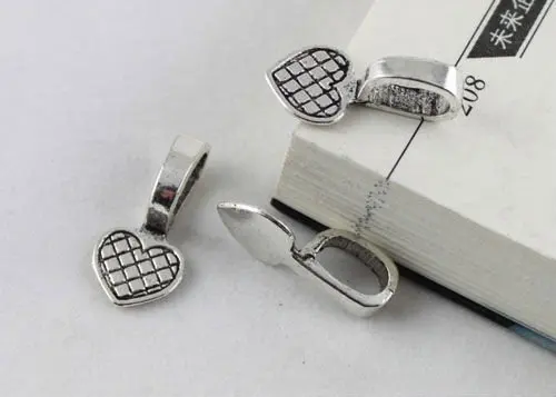 

100pcs Jewelry Making glue on bail cabochon settings heart charm pendants Various Colours