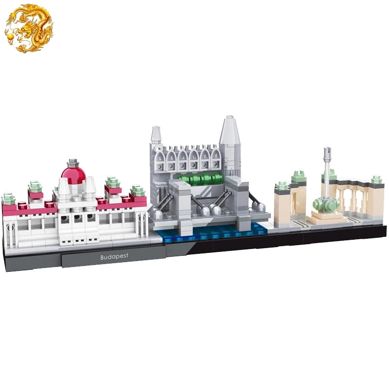 

Happy Birthday Gifts Compatible Legoing City Street View Budapest Architecture 371Pcs Building Blocks Toy for Children Legoing