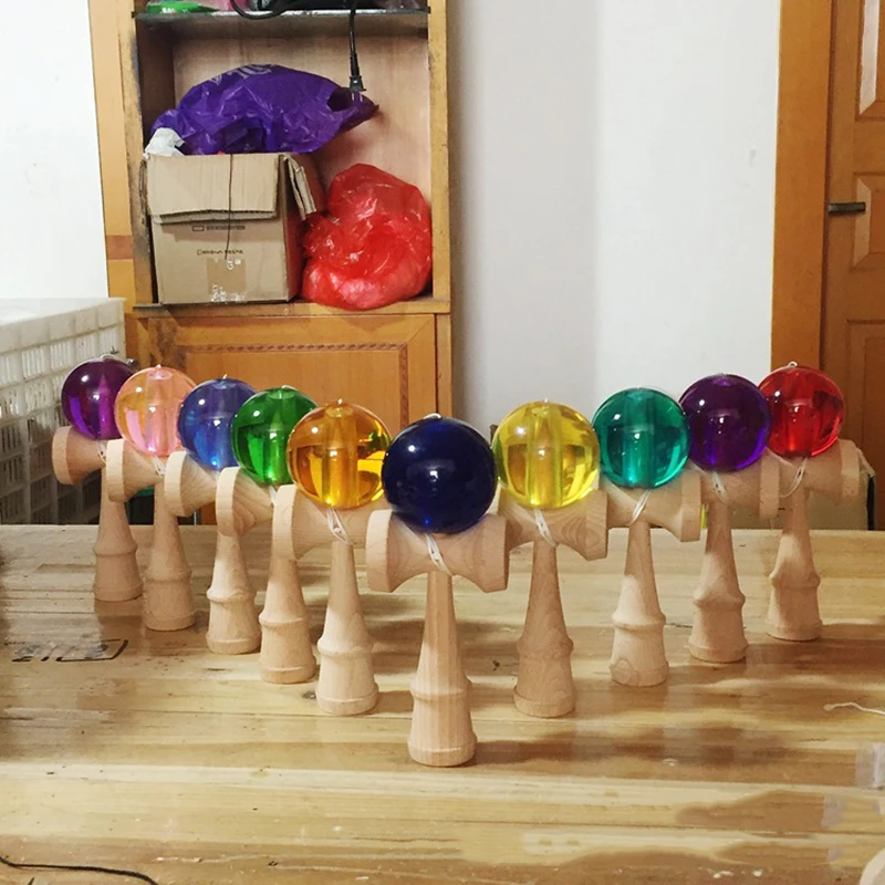 Прозрачные деревянные игрушки Kendama 18 см бук шар Kendama умелый шар для жонглирования игрушки для профессионального отдыха и спорта Bilboquet