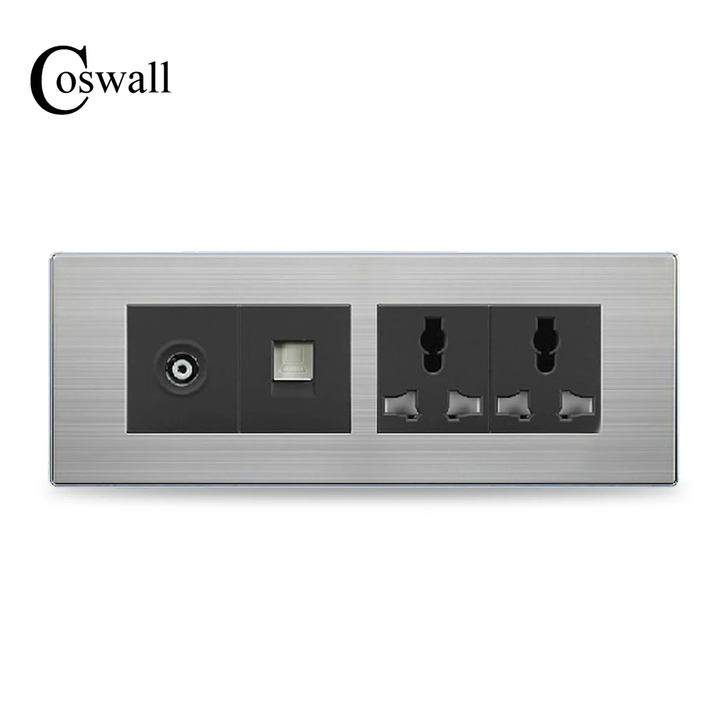 COSWALL Роскошная Универсальная Розетка с двойными стенками ТВ розеткой + Интернет