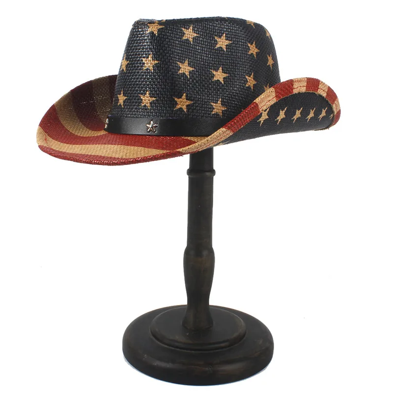 Детская соломенная шляпа от солнца США американский флаг для мальчика Девочки Солнце сомбреро Hombre шляпа с МЕХОВОЙ окантовкой 52-54 см