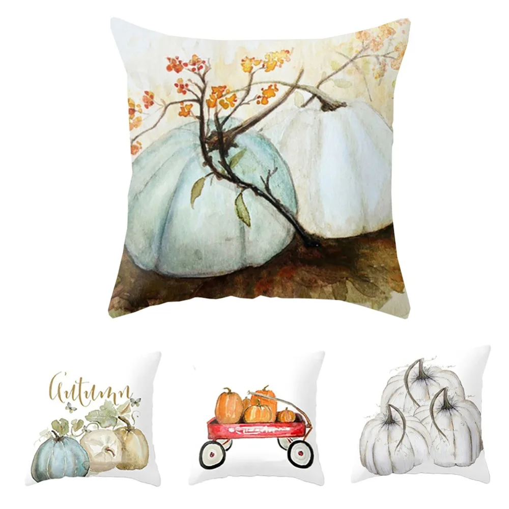 

Holiday Party Watercolor Pumpkin Cushion Cover Pillow Case Halloween Thanksgiving Day Decor 2018 Decorative Pillows