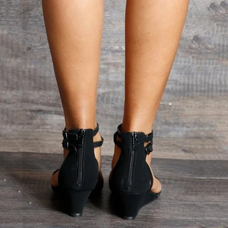 CALOFE Fashion Roman Women Sandals 2019 New Summer Fashion New Wedges Shoes Woman Slides Peep Toe Solid Lady Casual Shoe