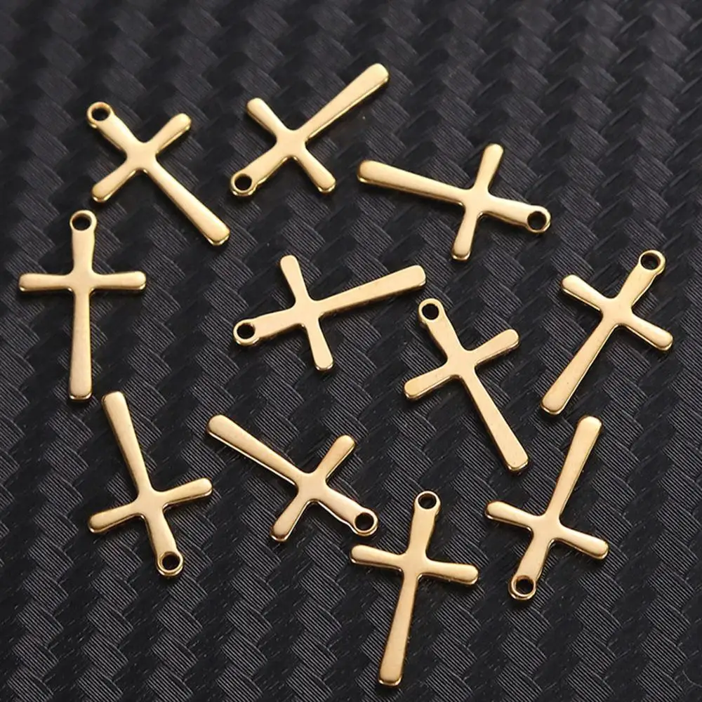 20Pcs/lot Stainless Steel Cross Charms Pendant Religious silver gold color Jewelry Making DIY Charms Handmade Crafts