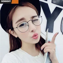 Корейская мода металлические оптические рамки для женщин мужчин ретро круглый тонкий металл очки Винтаж художественный свет очк