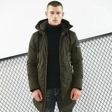Новая однотонная зимняя куртка для мужчин Теплое повседневное длинное пальто с капюшоном Теплая мужская парка