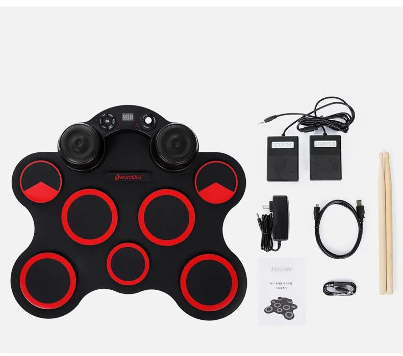 

Portable Digital Jazz Electronic Roll Up Drum Set Kit With Stick Foot Pedal