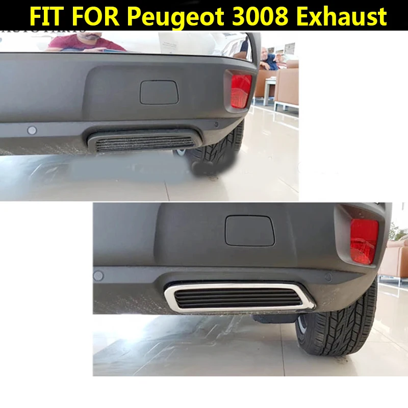 Lot de 2 enjoliveurs en ABS pour tuyau d/échappement de voiture 3008 5008 Allure 2017-2019 Accessoires ext/érieurs de voiture Moulures autocollants