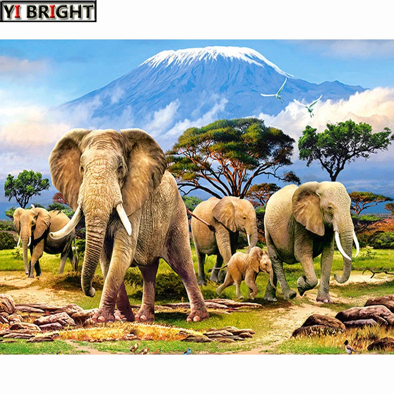 

5D DIY Diamond Painting Elephants Family Cross Stitch Diamond Embroidery Diamonds Wall Stickers Home Decoration