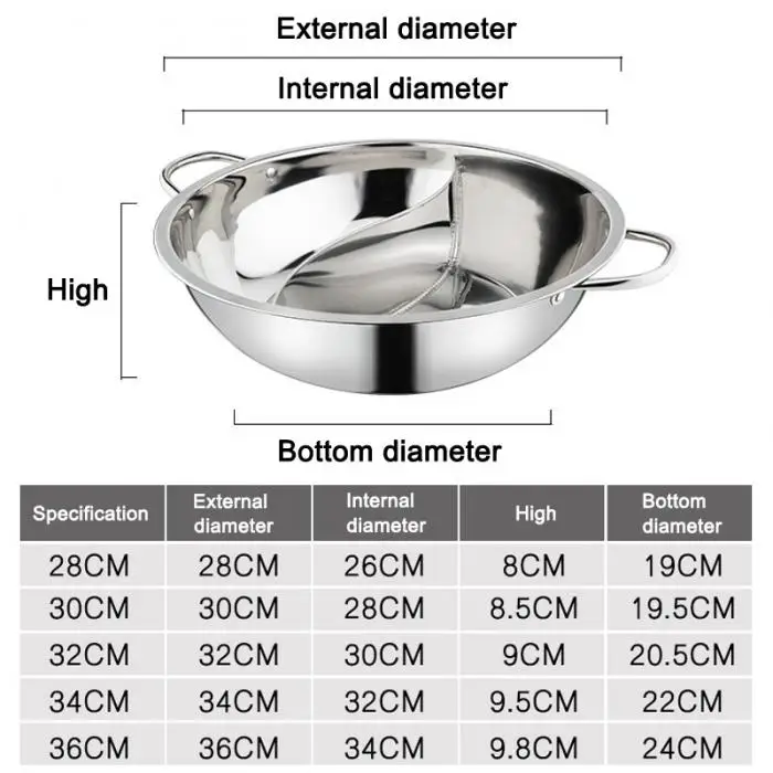 Hot Pot Stainless Steel Twin Divided 2 Handle Cooking Pot Cooking Supplies HFing