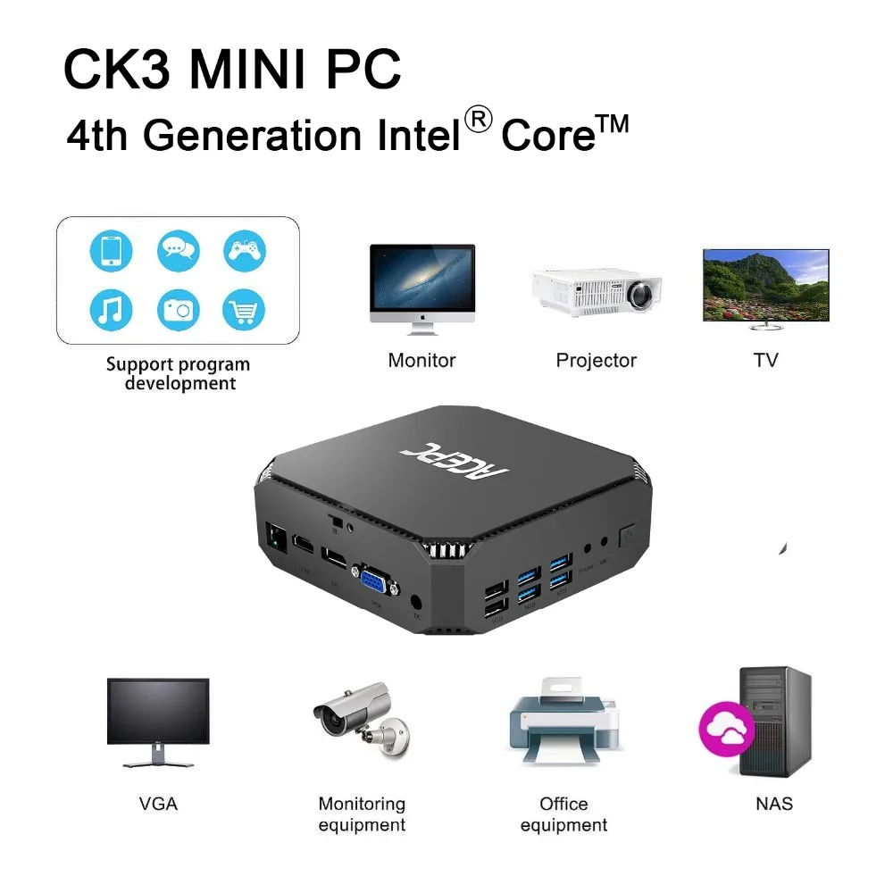 Мини-ПК Windows 10 Pocket CK3 i5-4500U мини-ПК i5 компьютер с лицензией Intel Atom 4K BT4.2 и 2,4G 5G WiFi RJ45 1000M LAN minipc