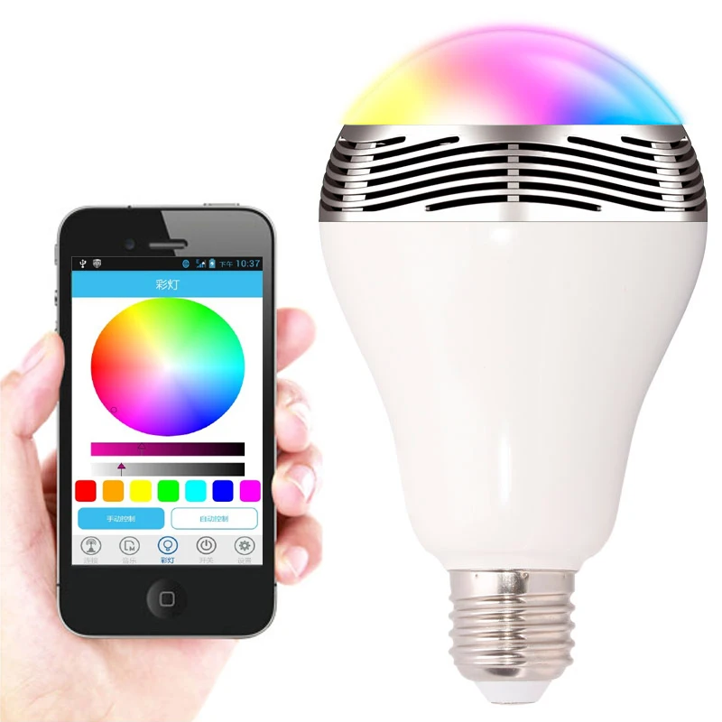 

2in1 Wireless Speakers Bluetooth Speaker colorful Bluetooth Smart Led Lights Bulb 100-240v e27 3W for smart phone xiaomi iphone