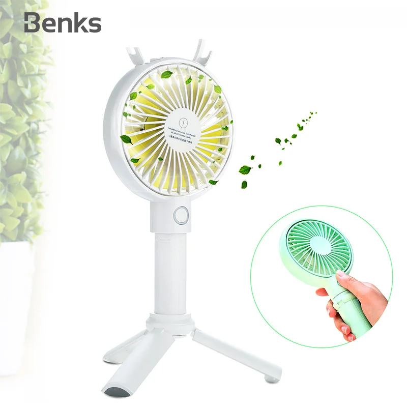 

Benks Mini Fan Portable Handheld USB Fan 3-Speed Air Cooler Small Desk Desktop Table Office Tripod Fan Rechargeable 3350mAh