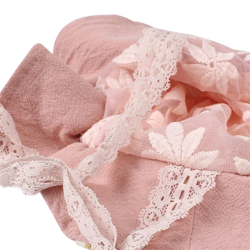 Princess Panama Baby Girls Hat Double Layer Lace Girls Hat Spring Summer Sun Cap Wide Brim Lace Up Hat Baby Girls Clothing 2018 (16)