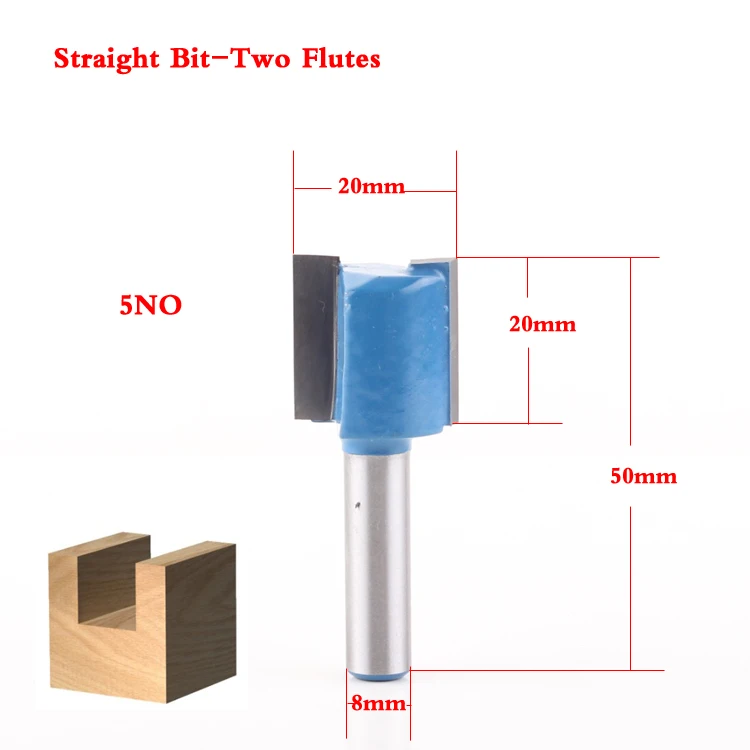 1-9 шт 8 мм хвостовик высокое качество прямой/Dado маршрутизатор Набор бит 6,8, 10,12, 14,18, 20 мм Диаметр древесины режущий инструмент-Chwjw - Длина режущей кромки: 7NO(D20mm)