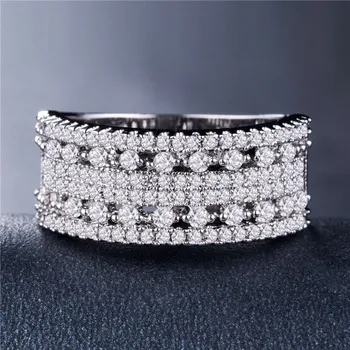 

Huitan Full Micro Paved Women Finger Ring 3 Colors Available Trendy Simple Wedding Ring Band Wholesale Lots&Bulk New Arrival