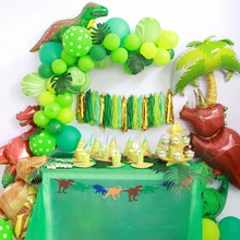 

1 Set Dinosaur Animal Party Balloons Banners Baby Shower Birthday Party Decorations Kids Boy Girl Jungle Party Flags Supplies