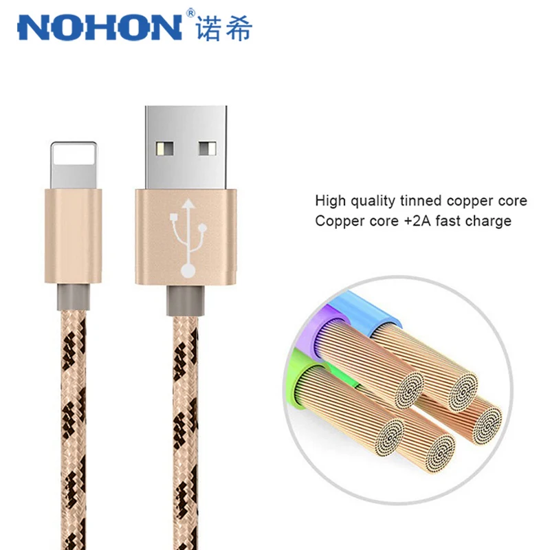 NOHON USB кабель для зарядки и передачи данных для iPhone X XS MAX XR 7 6 8 6S 5 5S Plus для Ipad Mini 1 2 3 4 8 Pin Кабели для быстрой зарядки 1 м