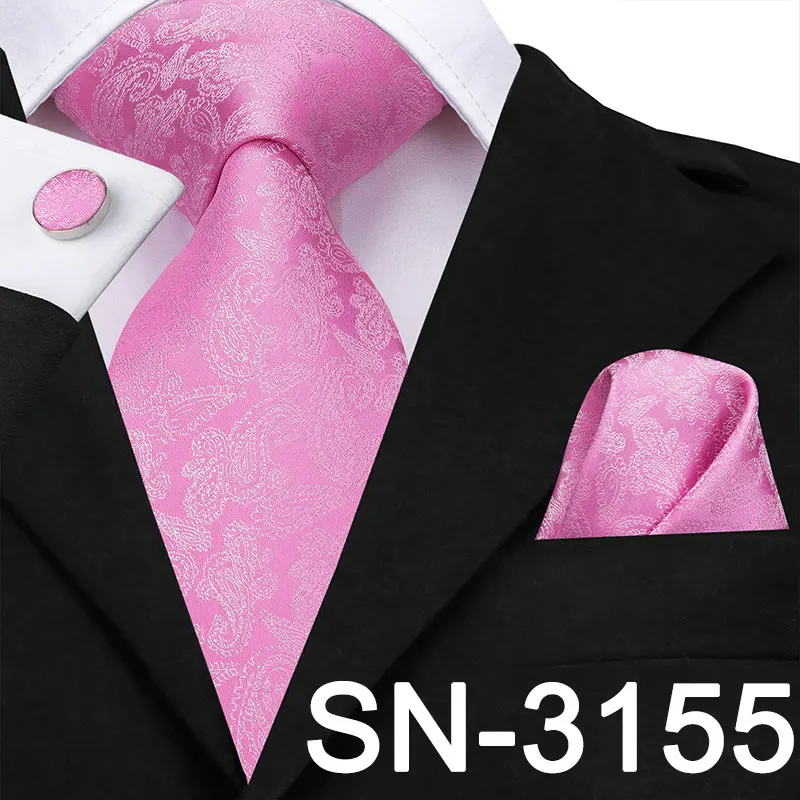 SN-3155 Hi-Tie Шелковый мужской галстук розовый цветочный галстук для мужчин Роскошный шелковый галстук платок модный дизайнерский бизнес Свадебный мужской галстук s - Цвет: SN-3155