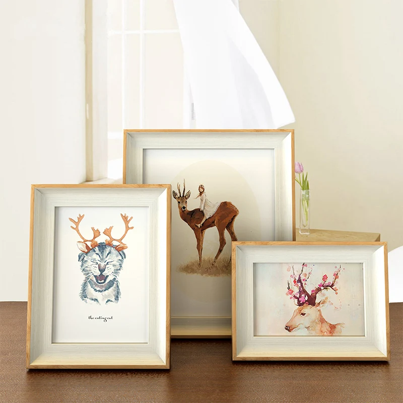 

Nordic Style Photo Frame on Desktop 6/7/8/10 Inch Picture Frame For Home Decor Family Baby Photos Album marcos para fotos moldur