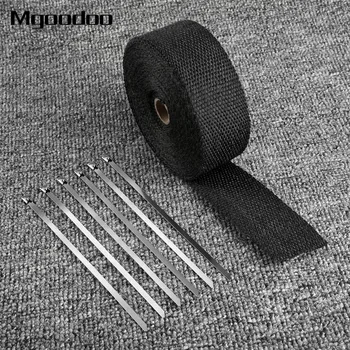 

10M Motorcycle Thermal Exhaust Header Pipe Tape Heat Insulating Wrap Tape Resistant Downpipe Durable Stainless Steel Ties Black