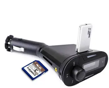 

3-5mm-AUX-Multifunction-Car-FM-Transmitter-Kit USB SD MMC Slot Red LCD Display with Remote Wireless In Car FM Transmitter