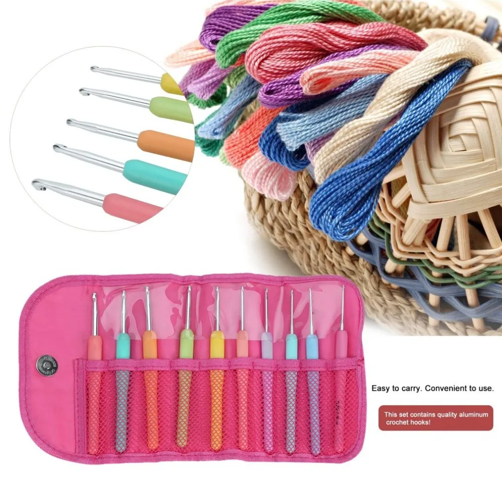 10PCS 2.0-6.0mm Mix Crochet Hooks Needles Stitches Knitting Needles For Women DIY Craft Tools Case Crochet Set Stitch Markers