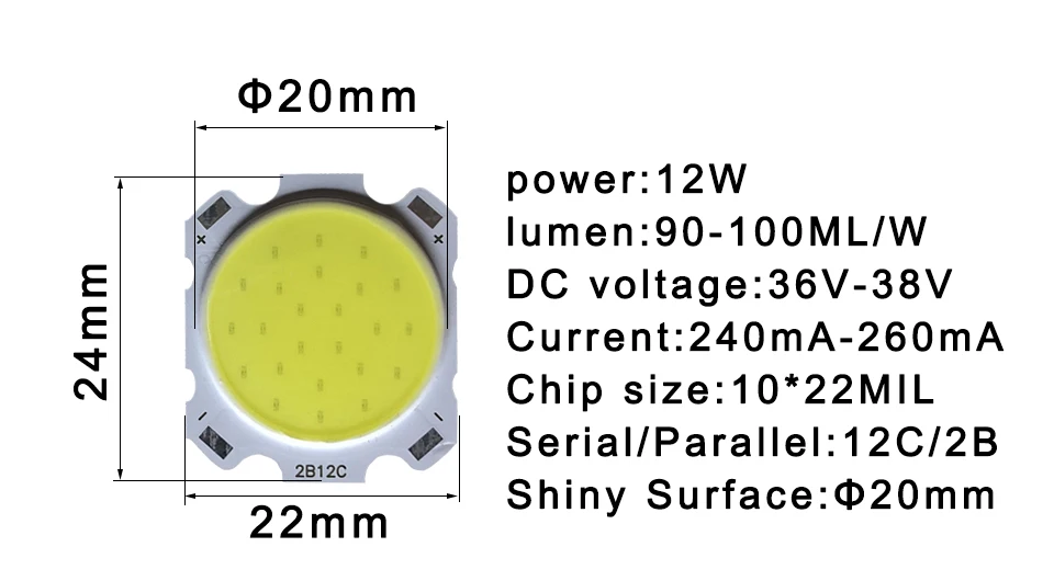 10 pcs a lot 3W 5W 7W 10W 12W 15W High Power LED COB Light Beads LED lamp Bead LED Bulb Chip Spot Light Downlight Diode Lamps