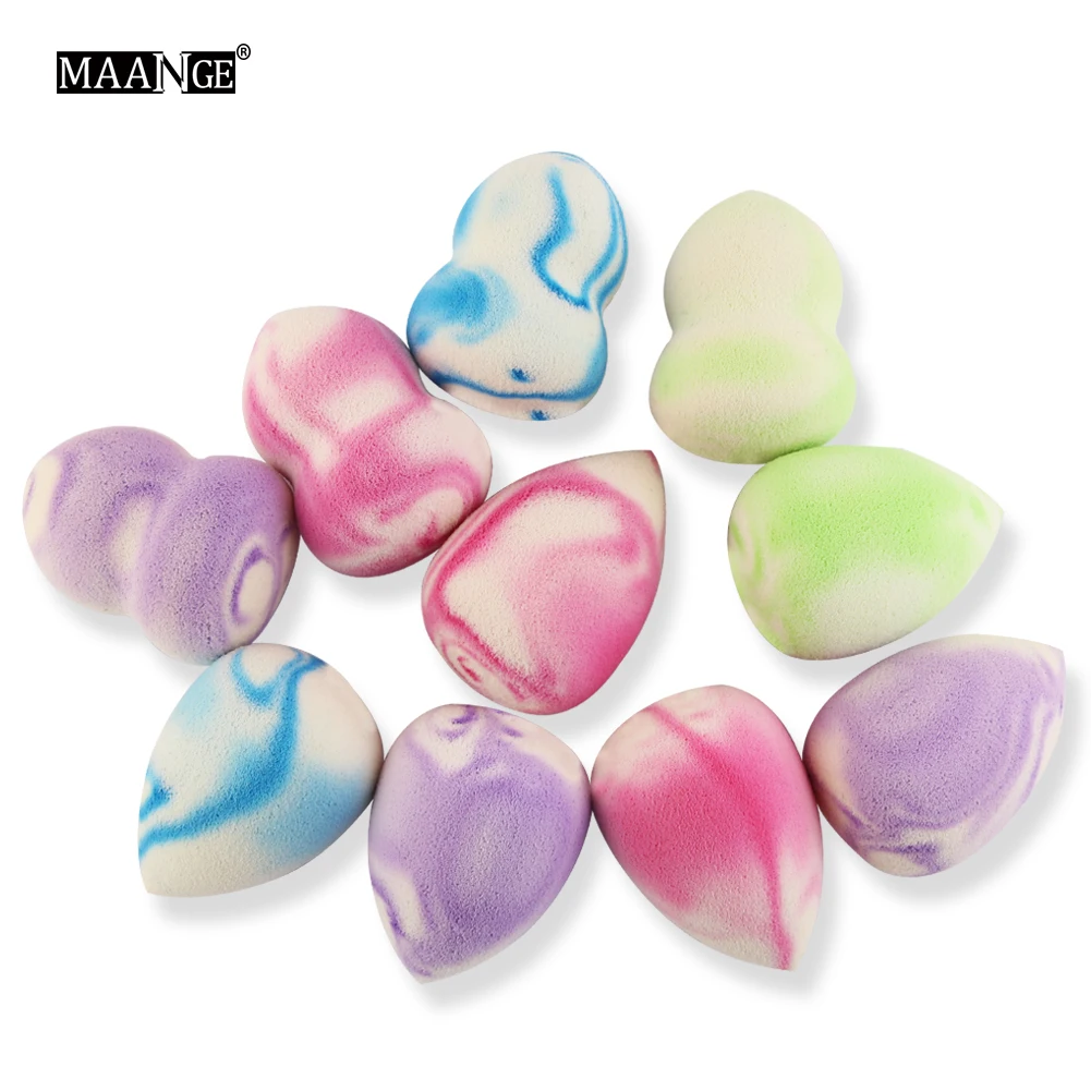 

10Pcs/Pack Makeup Foundation Sponge Mini Cosmetic Puff Powder Make Up BB&CC Facial Beauty Tool Random Color Wholesale