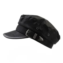 Повседневный хлопковый берет, шляпа для мужчин и женщин, военная шапка из искусственной кожи, винтажная модная пляжная шляпа с металлической пряжкой, Кепка с козырьком