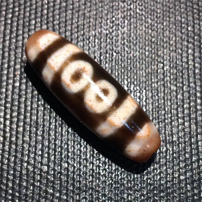 

190311-1 Visiable Cinnabar Spots Beads 5 EYES Ji 12mmx37.5m Natural Agate Material High Quality Amulet Dzi Beads Collection
